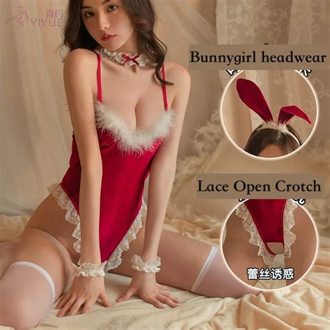 New Christmas Outfit Women Sate Role Play Uniform Sexy One Pieces Pron Bodysuit Open Crotch Sex