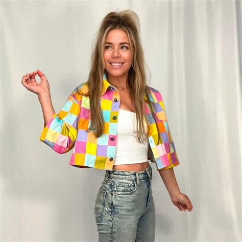 Disco Babe Cropped Light Denim Jacket Lightweight Cotton Jacket With Buttons And Pocket Barbie