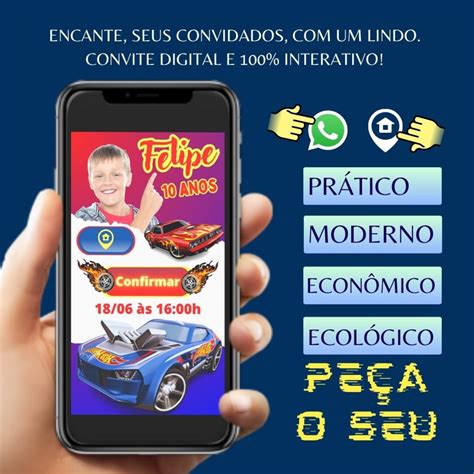 Convite de Aniversário do Hot Wheels Elo Produtos Especiais