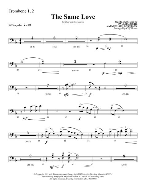 The Same Love Choral Anthem SATB Trombone Sheet Music PDF Lifeway