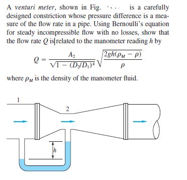 Answered A Venturi Meter Shown In Fig Designed Bartleby