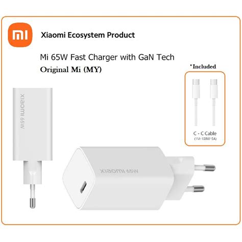 Xiaomi Mi 65w Fast Charger With Gan Tech Original Mi Malaysia