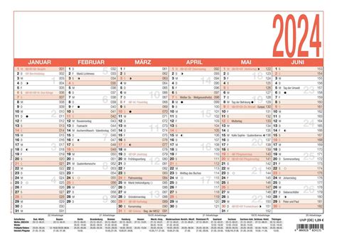 Arbeitstagekalender 2024 A4 29 7 X 21 Cm 6 Monate Auf 1 Seite