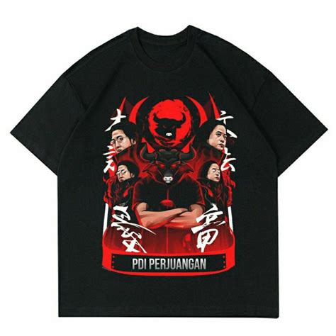 MERAH Pdi Struggle Shirt OVERSIZE 24s T Shirt KAOS Bull Red BLACK