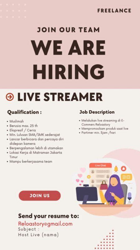 Lowongan Kerja Live Streamer Di Reloas Victory Jakartakerja