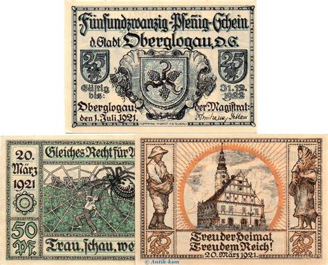 Scheine Kpl X Notgeld Der Stadt Oberglogau Set Mit