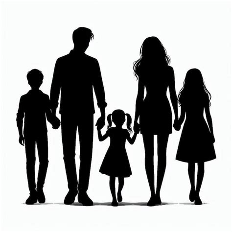 Vector De Silueta De La Familia Que Se Sostiene De La Mano Vector Premium