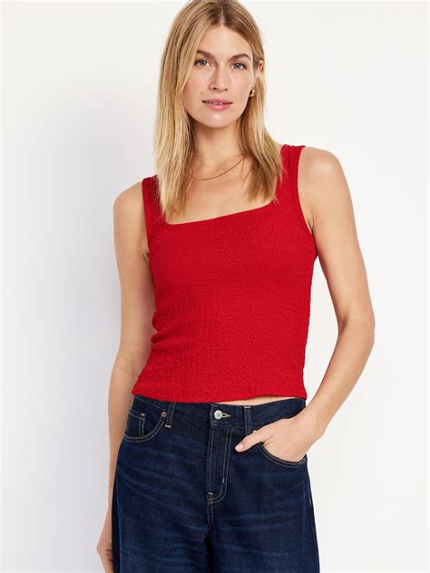 Square Neck Textured Tank Top Old Navy