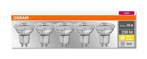 5er Pack Osram Base Gu10 Led Par16 Spot 2 6w 230lm 2700k Wie 35w