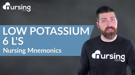 Signs And Symptoms Of Low Potassium L S Nursing Mnemonic Youtube