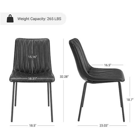 Art Leon KACY Black Faux Leather Accent Dining Chairs (Set of 2) CC075 ...