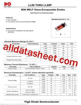 LL60 Datasheet PDF Jiangsu High Diode Semiconductor Co Ltd