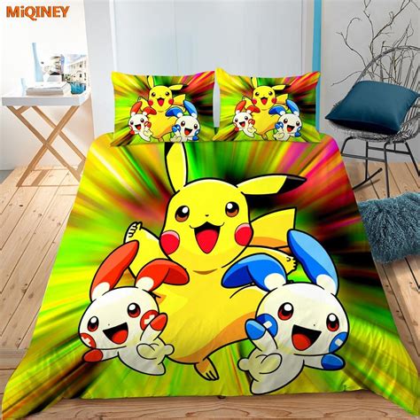 2022 Anime Pokemon Pikachu Bedding Set Duvet Cover And Pillowcase