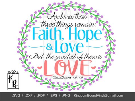 Faith Hope Love Corinthians Bible Verse Scripture Svg Png Pdf