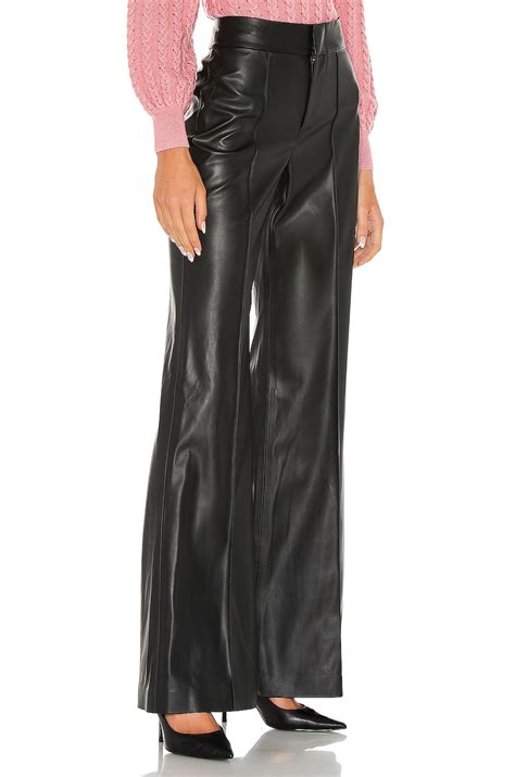 Alice Olivia Dylan Vegan Leather High Waist Wide Leg Pant In Black