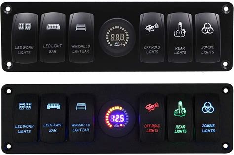 Acouto Waterproof 6 Gang Toggle Rocker Switch Panel Con Colorido