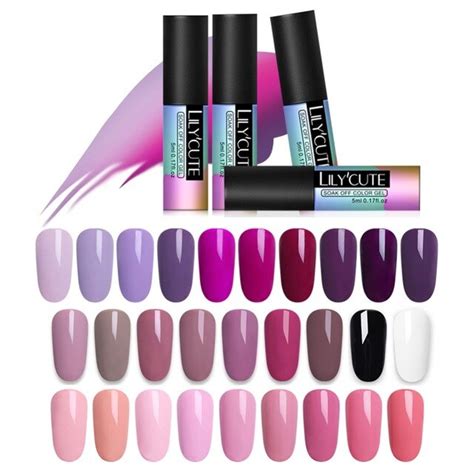 Lilycute Ml Pink Nude Soak Off Uv Gel Polish Purple Black White Nail