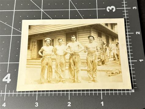 S Wwii Shirtless Muscle Men Man Beefcake Antique Gay Int Snapshot Photo