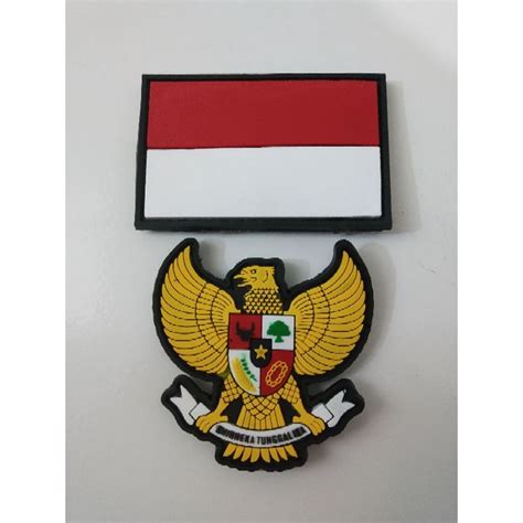 Jual Patch Rubber Satu Set Bendera Merah Putih Dan Logo Garuda