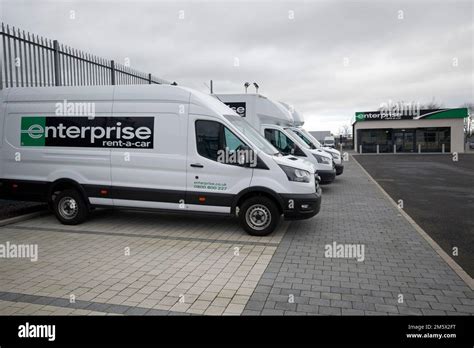 Enterprise Rent A Car Vans Parked At Depot In Industrial Park