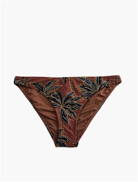 Kahve Kadın Çiçek Desenli Bikini Altı SAK MM Koton