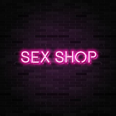 Sex Shop Logo Neon Realistic Text Design Adult Store Vector I Stock Vector Illustration Of