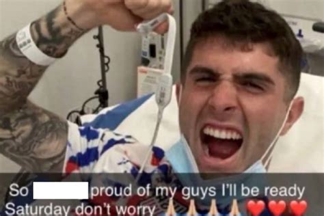 Christian Pulisic celebrating the USMNT’s big win from the hospital ...