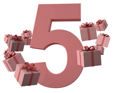 Pink Number 5 A Birthday Concept With T Boxes 3d Render 9898858 Png