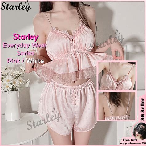 SG Seller Starley NEW Women Padded Everyday Sleepwear Pajamas Sexy Night Sexy Lingerie Satin