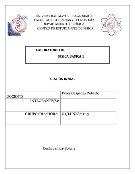 Informe De Laboratorio Fisica 1 Medidas Indirectas Y Propagacion De