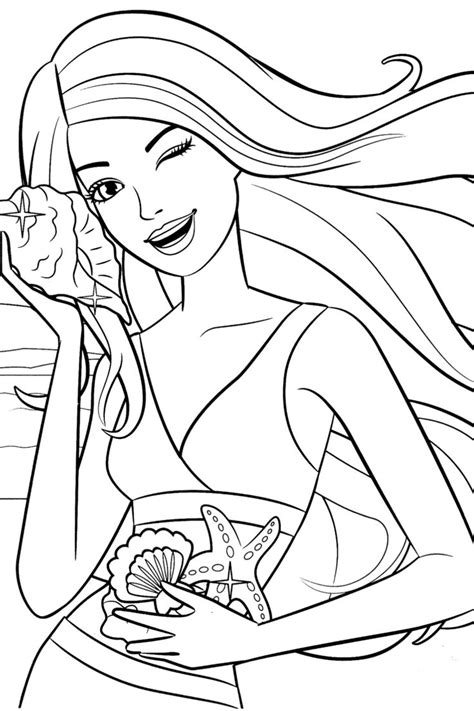 Barbie Princess Coloring Pages For Kids | Mermaid coloring pages ...