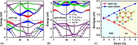 Orbital Projected A Spin Up And B Spin Down Band Structures Of The Vse2