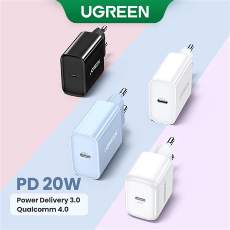 Carregador Rápido UGREEN 4 0 3 0 QC PD 20W QC4 0 QC3 0 USB Tipo C Para