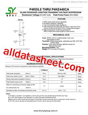 P4KE24A Datasheet PDF Shunye Enterprise