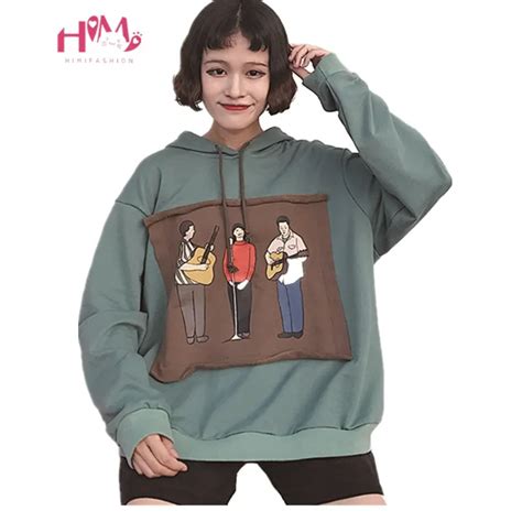 Harajuku Oversized Black Women Sweatshirt Japanese Korean Ulzzang Funny