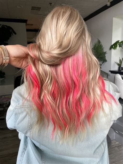 Pink Peekaboo Hair Color Pink Hair Color Underneath Pink Blonde Hair
