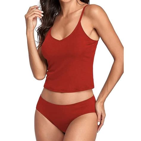 Maillot De Bain Sexy Femme Deux Pièces Bikini Couleur Unie Vin Cdiscount Prêt à Porter