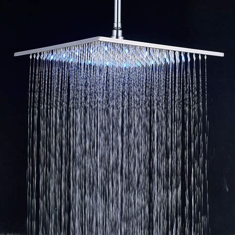 Brass LED Shower Head 12 Inch Chrome Rain Shower Head