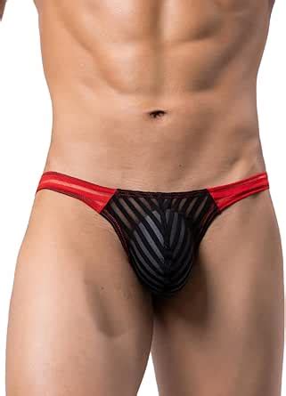 Kaei Shi Men Mesh Thong Sexy Striped G String Underwear Low Rise Mens Lingerie For Straight Men