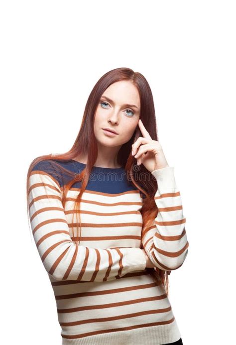 Thoughtful Red Haired Girl Stock Image Image Of Redhead 28357515