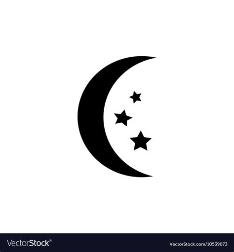 Moon with stars icon night symbol weather sign Vector Image