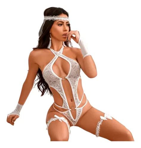 Fantasia Sexy De Noiva Feminina Sensual Lingerie Lua De Mel Parcelamento Sem Juros