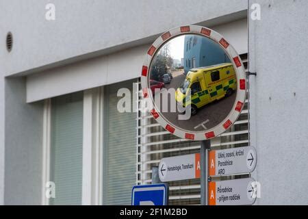 Paramedics Transporting Patient To Hospital With Ambulance Stock Photo