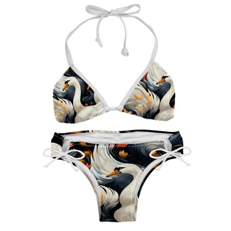 Swan Detachable Sponge Adjustable Strap Bikini Set Two Pack Swimsuit Suit Beach Pool Party