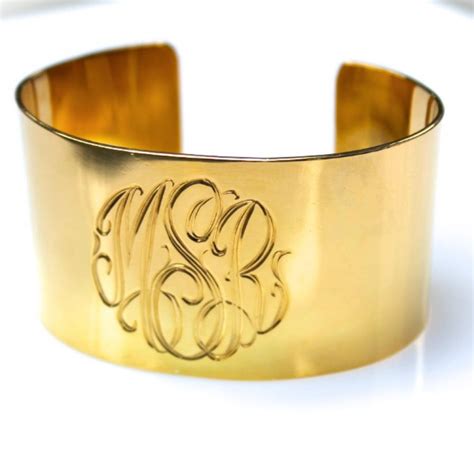 Monogrammed Wide Sterling Silver Engraved Cuff Bracelet