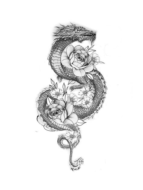 tattoo dragon and flower