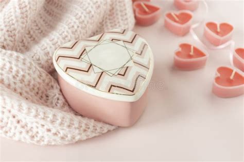 Heart Shaped Candles on the Soft Pink Stock Photo - Image of gift, pink ...