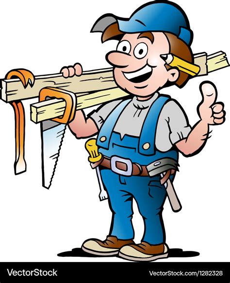 Happy Carpenter Handyman Royalty Free Vector Image