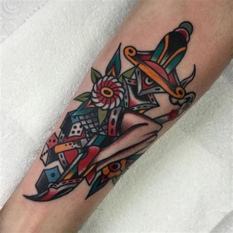 Traditional Mans Ruin Cloak And Dagger Tattoo Parlour London
