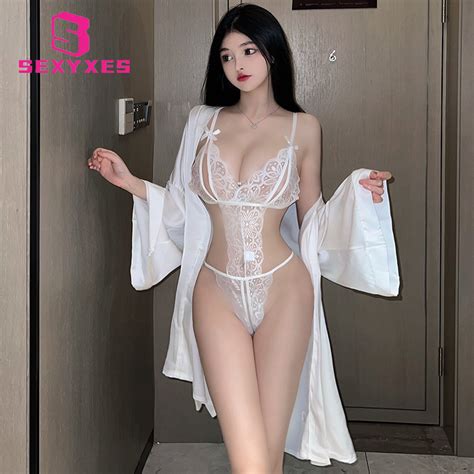 Sexy Lingerie Lace Open Crotch Jumpsuit Sexy Perspective Hollow Pajamas Shopee Singapore